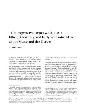 'The Expressive Organ Within Us:' Ether, Ethereality, And