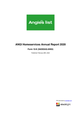 ANGI Homeservices Annual Report 2020