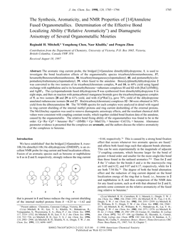 The Synthesis, Aromaticity, and NMR Properties of [14]Annulene Fused Organometallics. Determination of the Effective Bond Locali