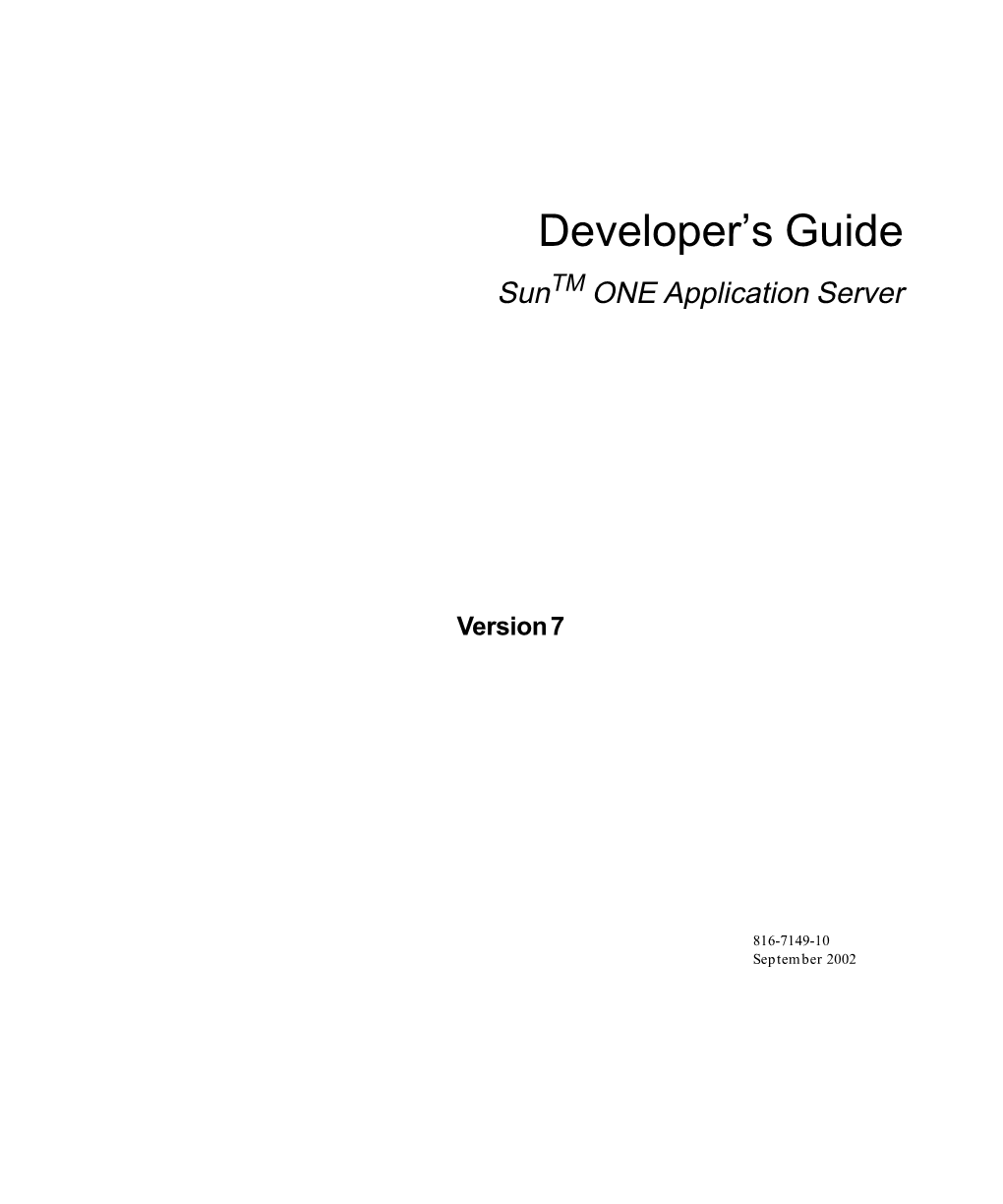 Sun ONE Application Server 7 Developer's Guide