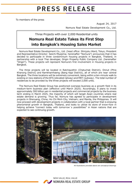 Nomura Real Estate Takes Its First Step Into Bangkok's Housing Sales