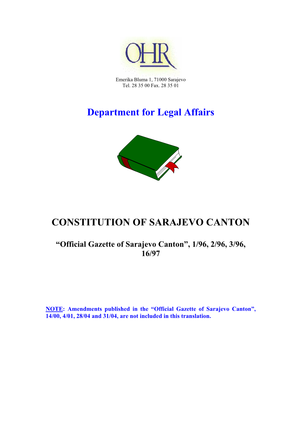 Constitution of Sarajevo Canton