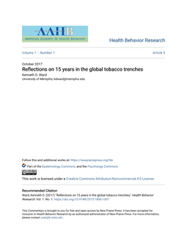 Reflections on 15 Years in the Global Tobacco Trenches