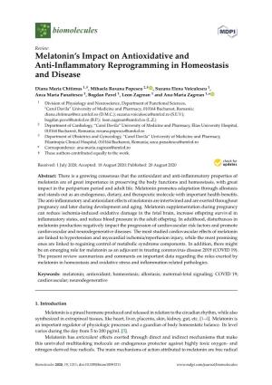 Melatonin's Impact on Antioxidative and Anti-Inflammatory
