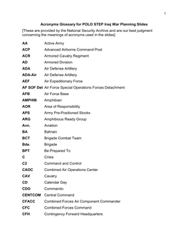 1 Acronyms Glossary for POLO STEP Iraq