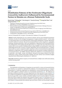 Distribution Patterns of the Freshwater Oligochaete Limnodrilus Hoffmeisteri Inﬂuenced by Environmental Factors in Streams on a Korean Nationwide Scale