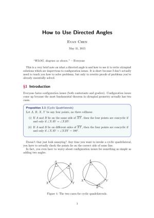 How to Use Directed Angles