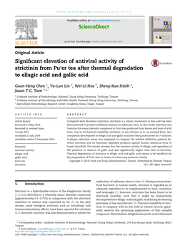 Significant Elevation of Antiviral Activity of Strictinin from Pu