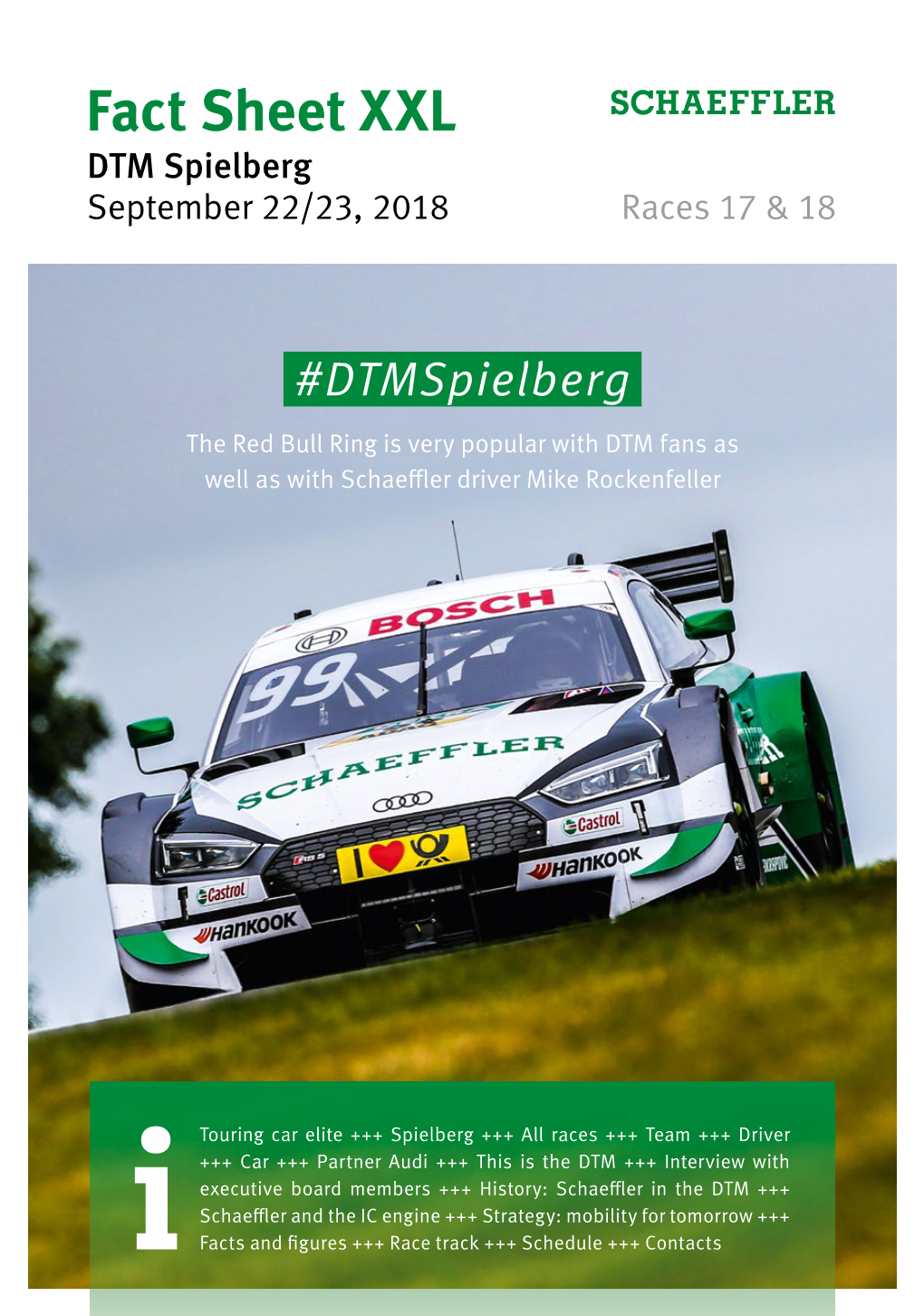 Fact Sheet XXL DTM Spielberg September 22/23, 2018 Races 17 & 18