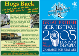 Vol 27 No.4 August September 2005 Enjoy the Great British Beer Festival. See Page