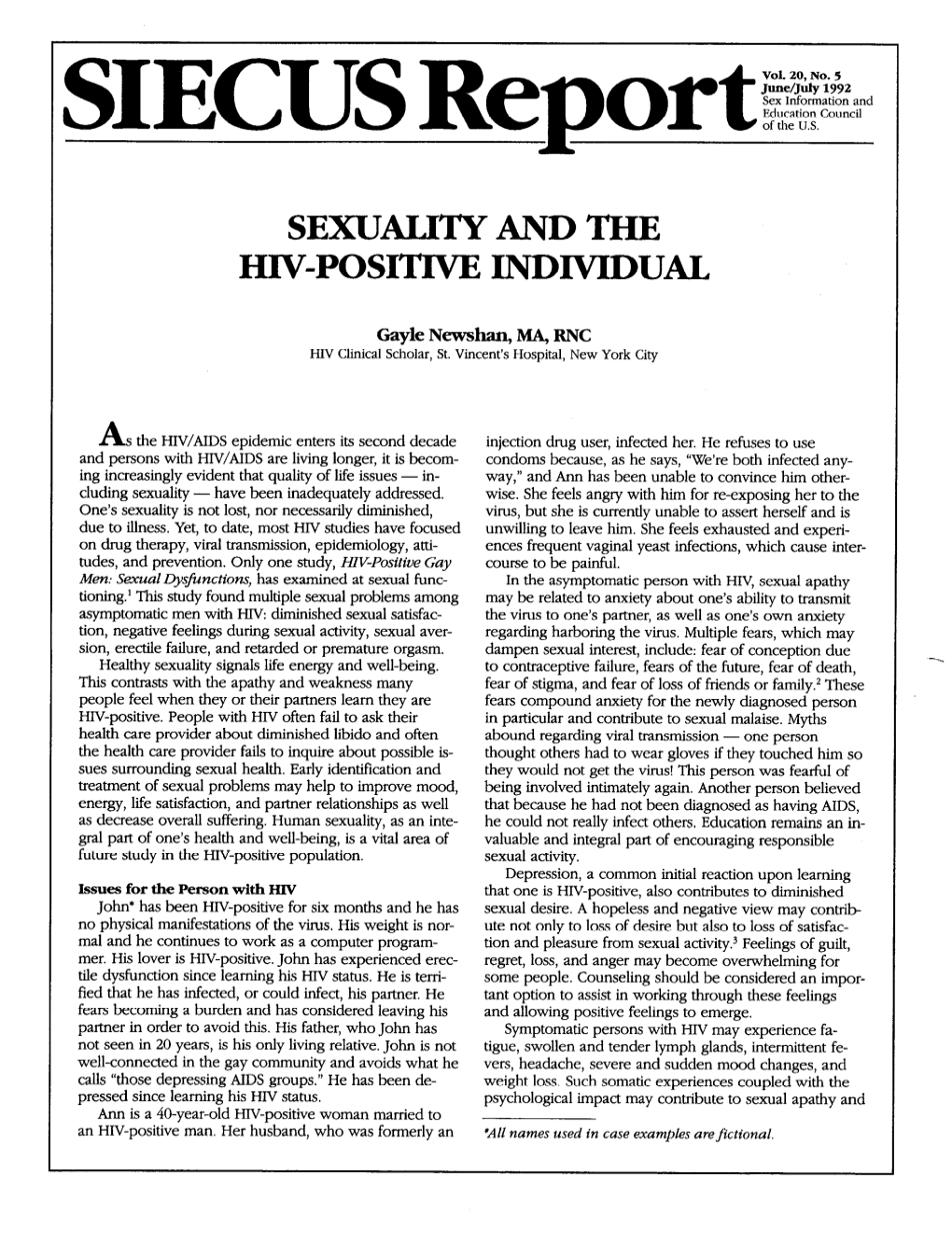 Sexuality and the Hiv-Positive Individual Ma