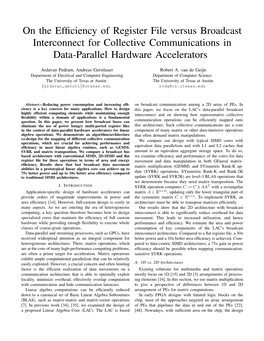 On the Efficiency of Register File Versus Broadcast Interconnect For