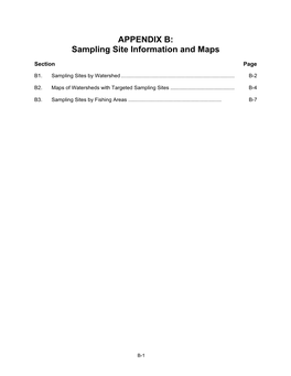 APPENDIX B: Sampling Site Information and Maps