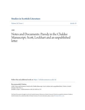 Parody in the Chaldee Manuscript; Scott, Lockhart and an Unpublished Letter