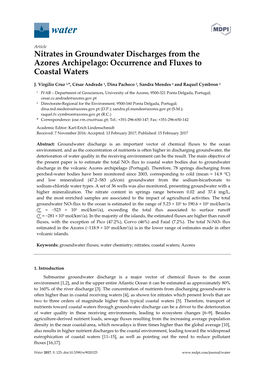 Nitrates in Groundwater Discharges from the Azores Archipelago: Occurrence and Fluxes to Coastal Waters