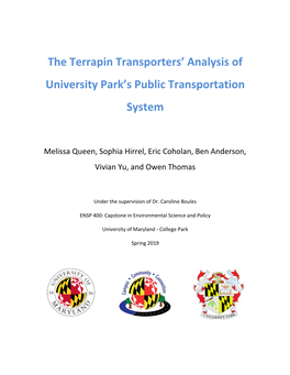 2019 UMD University Park Transportation Analysis