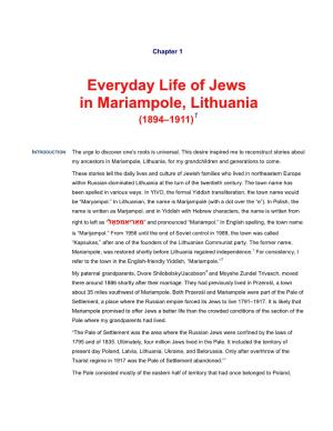 Everyday Life of Jews in Mariampole, Lithuania (1894–1911)1