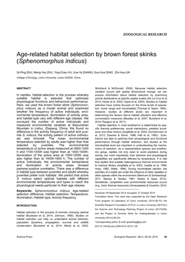 Age-Related Habitat Selection by Brown Forest Skinks (Sphenomorphus Indicus)