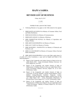 Rajya Sabha —— Revised List of Business