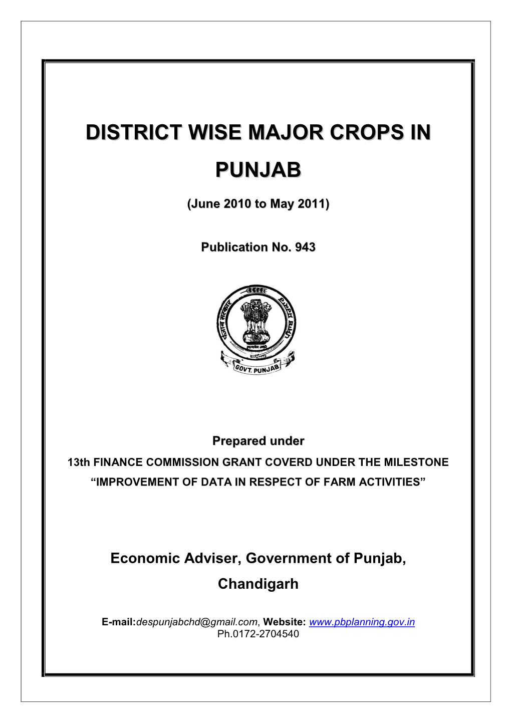 District Wise Major Crops in Punjab