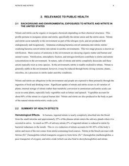 Toxicological Profile for Nitrate and Nitrite