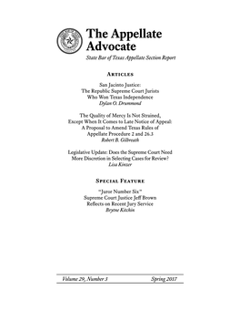 The Appellate Advocate State Bar of Texas Appellate Section Report