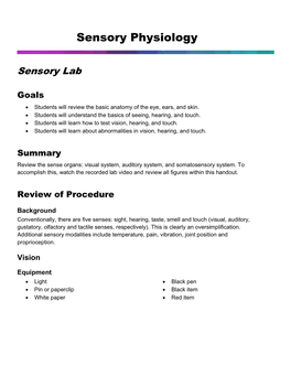 Sensory Physiology