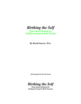 Birthing the Self Water Based Methods for Healing Prenatal & Birth Trauma