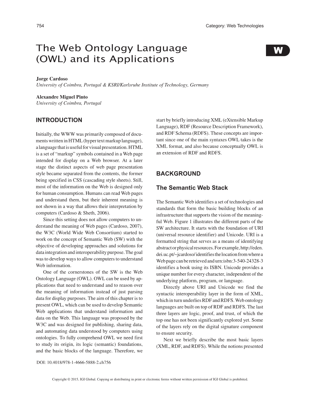 W the Web Ontology Language (OWL) and Its Applications