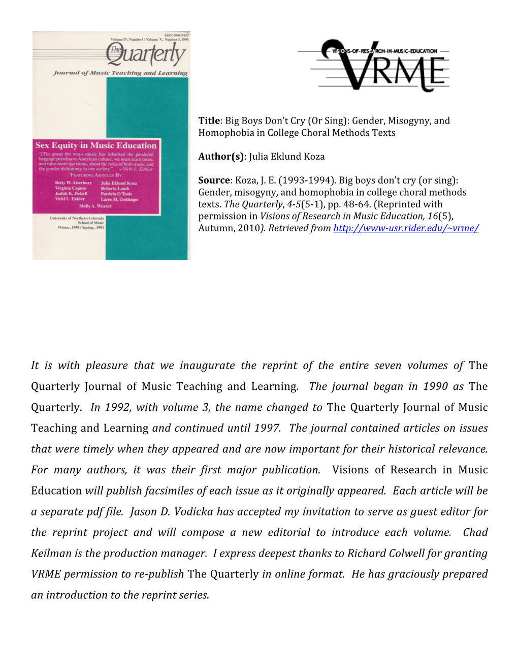 Gender, Misogyny, and Homophobia in College Choral Methods Texts