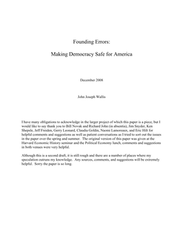 Founding Errors: Making Democracy Safe for America