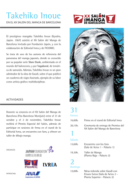 Takehiko Inoue EN EL XX SALÓN DEL MANGA DE BARCELONA