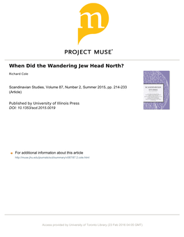 When Did the Wandering Jew Head North?