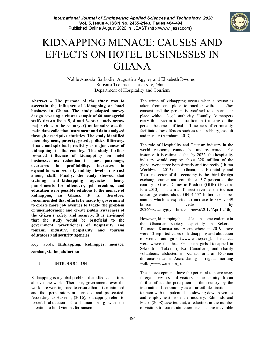 Causes and Effects on Hotel Businesses in Ghana
