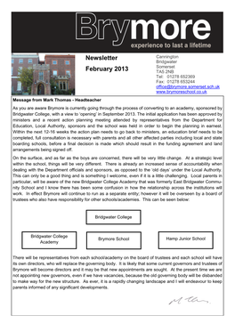 Newsletter February 2013