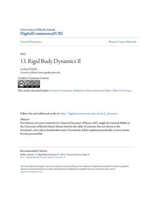 13. Rigid Body Dynamics II Gerhard Müller University of Rhode Island, Gmuller@Uri.Edu Creative Commons License