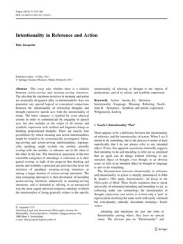 Intentionality in Reference and Action