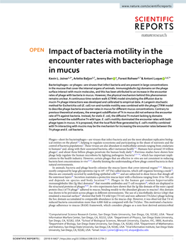 Impact of Bacteria Motility in the Encounter Rates with Bacteriophage in Mucus Kevin L
