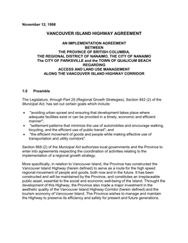 Vancouver Island Highway Agreement
