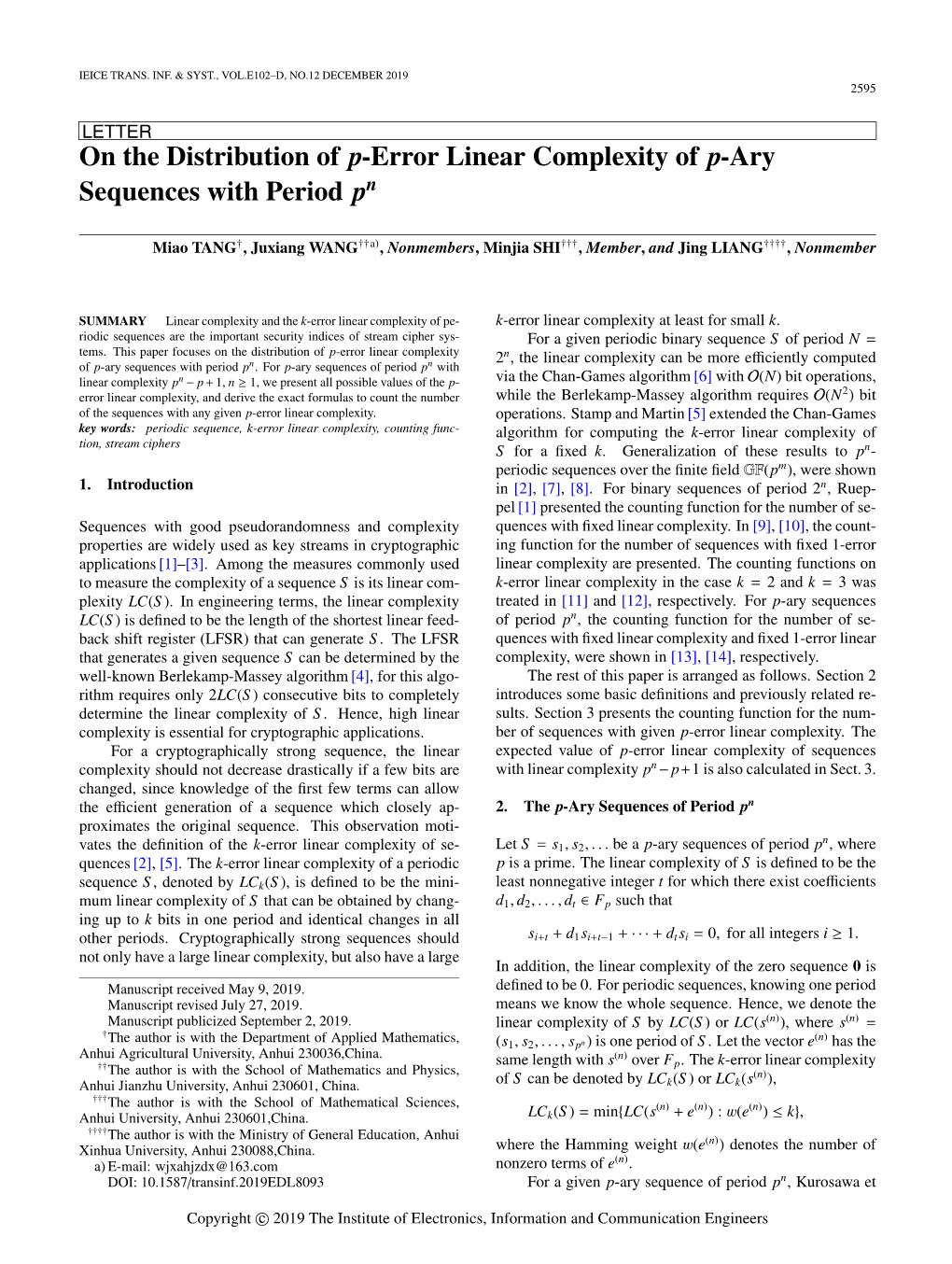 On the Distribution of P-Error Linear Complexity of P-Ary Sequences with Period Pn