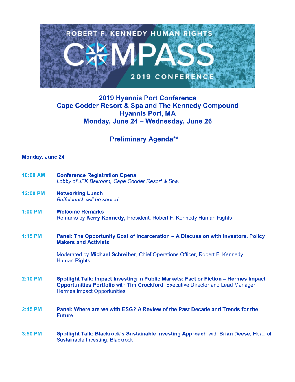 2019 Hyannis Port Conference Cape Codder Resort & Spa and The