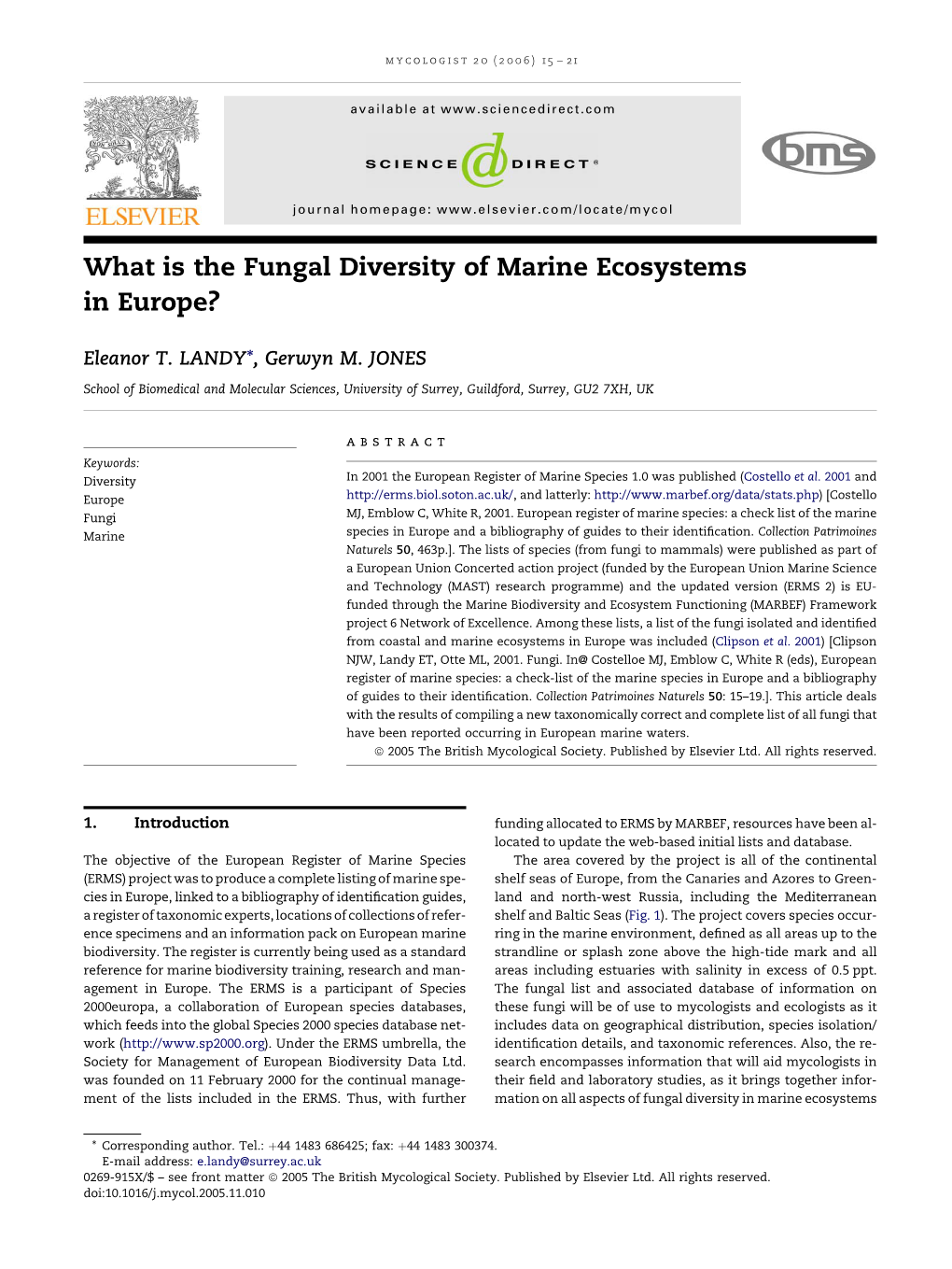 What Is the Fungal Diversity of Marine Ecosystems in Europe?