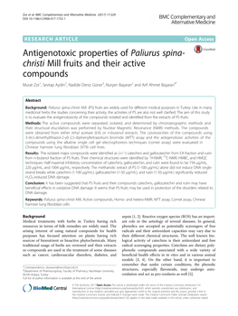 Antigenotoxic Properties of Paliurus Spina-Christi Mill Fruits and Their Active Compounds