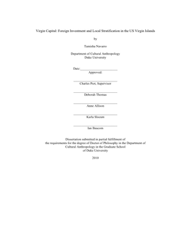 Foreign Investment and Local Stratification in the US Virgin Islands