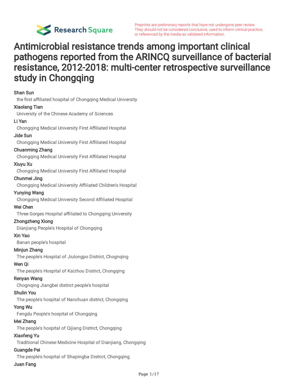 Antimicrobial Resistance Trends Among Important Clinical Pathogens