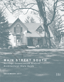 MAIN STREET SOUTH Heritage Conservationdraft District Architectural Style Guide