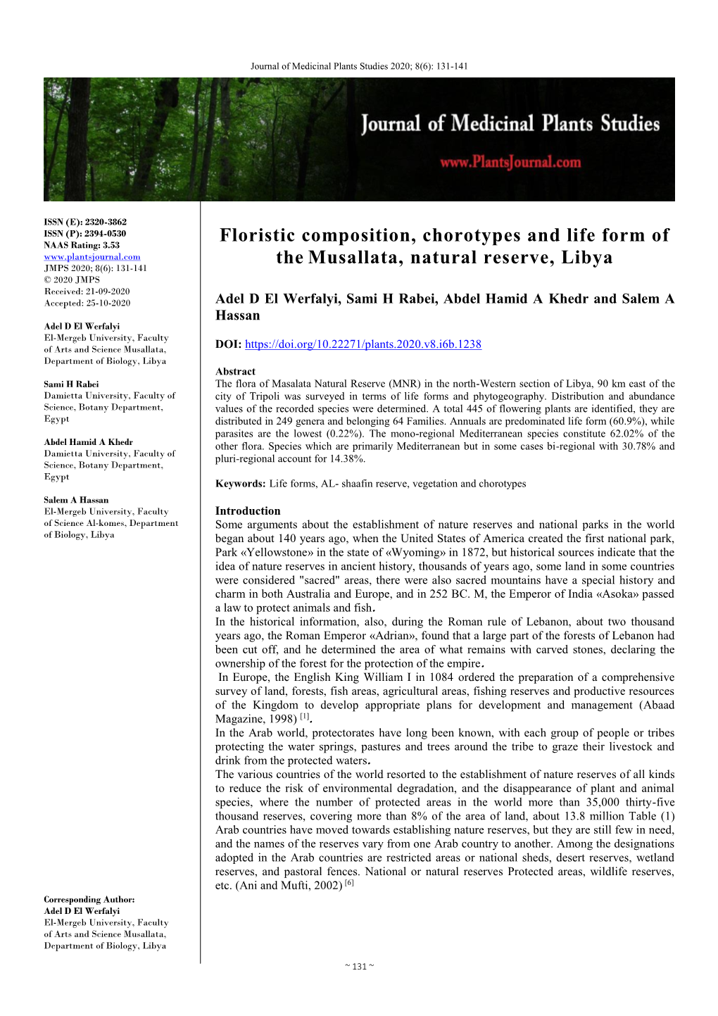 Floristic Composition, Chorotypes And