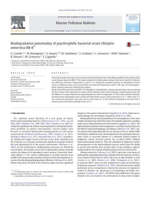 Biodegradation Potentiality of Psychrophilic Bacterial Strain Oleispira Antarctica RB-8T