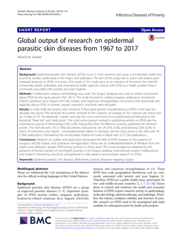 Global Output of Research on Epidermal Parasitic Skin Diseases from 1967 to 2017 Waleed M