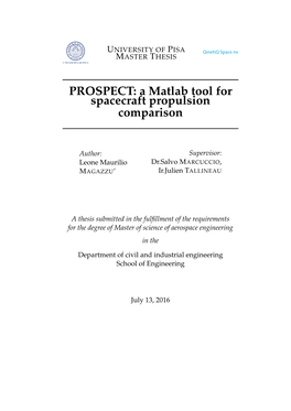 PROSPECT: a Matlab Tool for Spacecraft Propulsion Comparison
